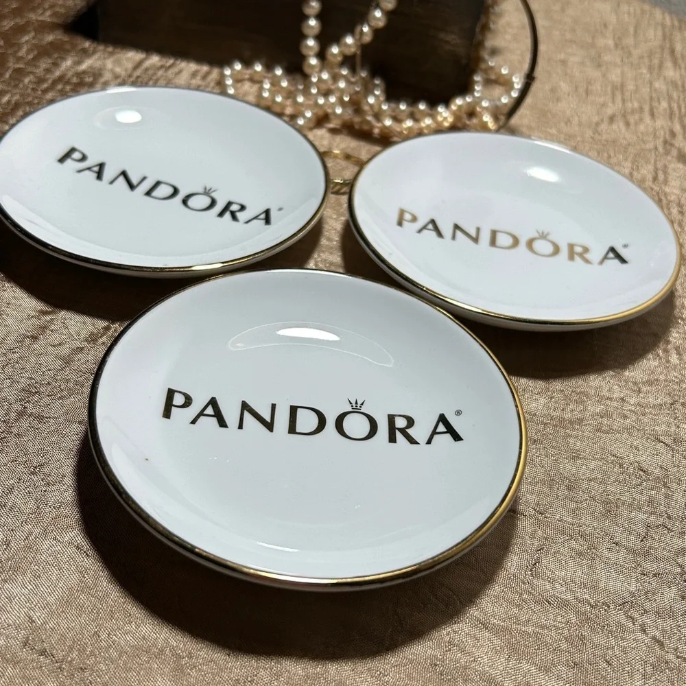 Pandora White and Gold Jewelry Holders (Set of 3 Pieces)